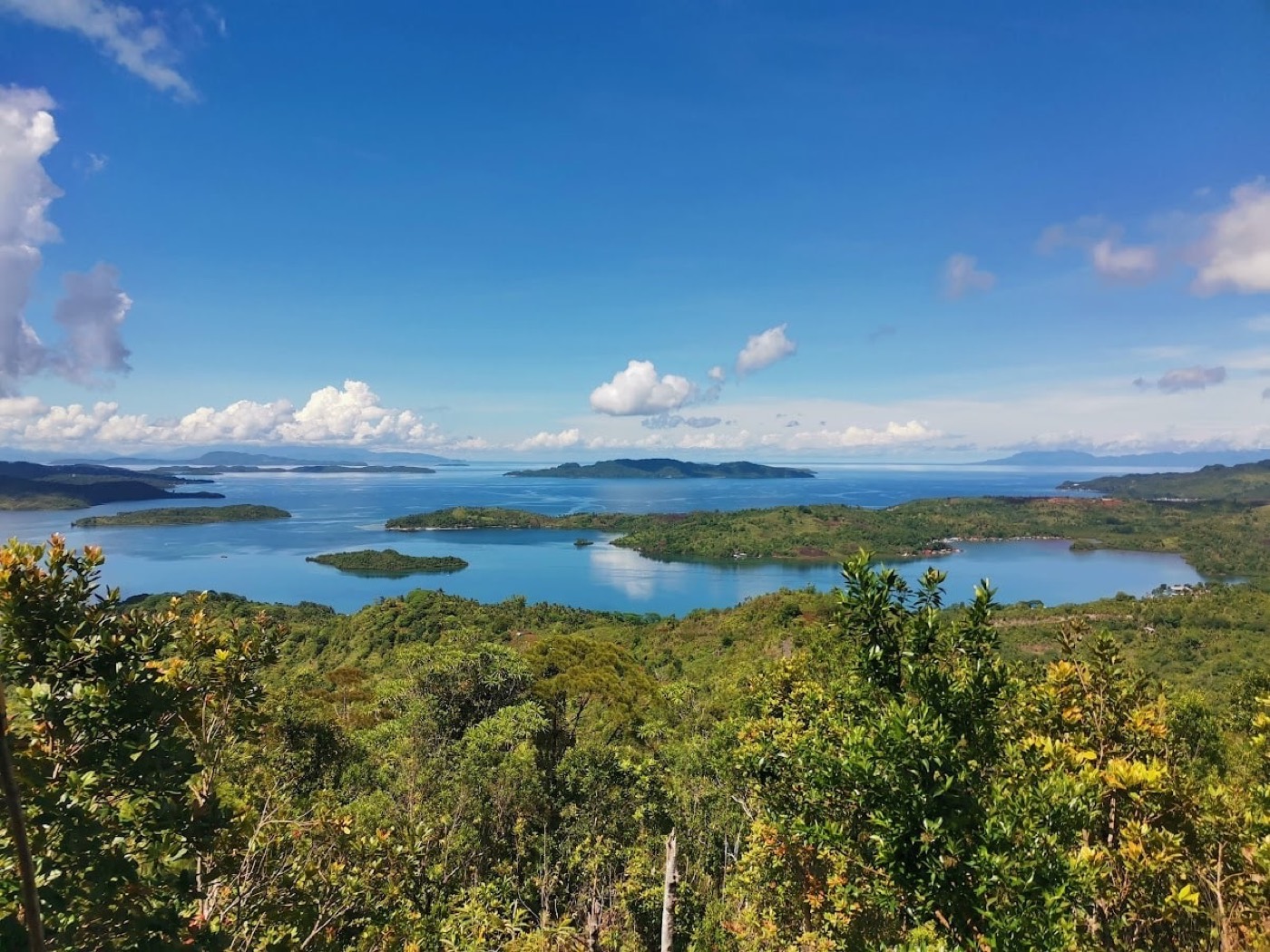 Panoramic view of the sea and islands from the ridge at Laaganan